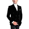 Botong Giacca da uomo doppiopetto in velluto con risvolto tacca smoking giacca da festa di nozze abbigliamento casual, Blu reale, 56