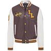 Infinity Leather Giubbotto bomber Letterman in pelle bianca bordeaux da baseball da uomo