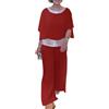 Onsoyours Completo Donna 2 Pezzi Chiffon Set Gamba Larga Pantalone E Tulle Camicia Elegante Abbigliamento Paillettes Suit Moda Ufficio Formale Tuta Casual Outfit A Rosso XL