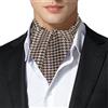 Remo Sartori - Ascot Doppia Pala in Crêpe Pied de Poule Beige e Marrone, Made in Italy, Uomo