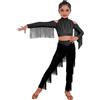Yihuimin Combinazione Danza Latina Bambine Abiti La Danza Salsa E Balli Moderni Abiti Latini Bambine Tuta Ginnastica con Strass #6-16 Nero 9-10 Anni
