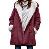 Generico Cappotto Donna Invernale con Cappuccio Tinte Unite - Giacca Pile Donna Bottoni con Tasche Elegante Pesante Traspirante Cappotti Termica Leggera Giubbotti Medio Lungo Army Green M