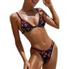 BIKINX Costumi da Bagno da Donna Sexy Perizoma Micro Bikini Ditsy Floreale Due Pezzi Costume da Bagno a Blocchi di Colore Top da Bagno a Fascia, 2 Pezzi Triangolo Ciliegia, 2-4