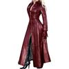 MANYMANY Trench da Donna Cappotto Lungo da Donna in Ecopelle Nera Giacca in Pelle con Vita con Borchie alla Moda