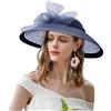 GSXLZ Cappelli Fascinator Donna Elegante Cappello da Cerimonia del tè del Kentucky, Bianco, for Donna, a Tesa Larga, Stile Fedora, for Abito da Chiesa(Deep Blue)