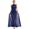 Alvivi Abito da Danza Lirica Donna Maxi Vestito Lungo da Danza Moderna Senza Manica Abito da Ballo Latino Collo Mock Pattinaggio Performance Dancewear Nero M