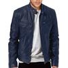 VaiKanhai Giacca in pelle da uomo, slim fit, giacca da motociclista, in similpelle, per autunno, leggera, traspirante, con chiusura lampo, per lo sport, per la transizione, taglie M-XXL, Blu, XL