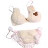 UNFAIRZQ Set di 2 mutandine da donna con reggiseno ricamato a forma di orsetto carino in pelliccia sintetica con ferretto, biancheria intima con fiocco in peluche, lingerie anime giapponese