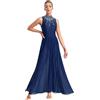 Runhomal Abito da ballo contemporaneo da donna, body danza, classico, senza maniche, con strass, brillante, Blu marino, L