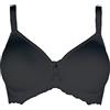 SIELEI 1 Pezzo Reggiseno Donna 2686 con Ferretto ed Inserti in Pizzo - Coppa C - D, Nero 3D