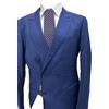 Generico Abito Sartoriale Uomo Doppio Petto in Fresco Lana Tasmania 150's Extrafine, Slim Fit, Colori Assortiti, Taglie 46-58 (IT, Numero, 48, Regular, Regular, 7, Bluette)