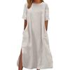 Cocila Vestito Stile Impero Corto Vestiti Anni 20 Donna Vestito Elegante Cotone Abito Lungo Sera Donna Vestito Rosso Primavera Mini Abito Discoteca Offerte Natale Lampo (White, XXL)