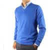 PROFILI DI TOSCANA.Golf Pullover Uomo Scollo V 80% Lana Merinos Made in Italy (M, Azzurro)