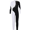 YiZYiF Tuta Intera da Ginnastica Artistica per Bambina Manica Lunga Lucido Leotards Jumpsuit Body da Balletto Intera Completo Sportivo Allenamento Nero&Bianco 13-14 anni