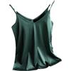 Hamthuit Top da donna con cinturino da donna con scollo a V canottiera bianca senza maniche in raso di seta canotte da donna estate bianca M