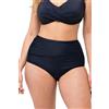 Ulla Popken Slip del Bikini a Vita Alta con Drappeggio Blu Notte Scuro 54 827045130-54