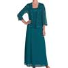 ORANDESIGNE Completo Donna Elegante Cerimonia Curvy Vestito Sera Lungo e Cardigan in Pizzo Bolero Blazer Trasparente Set Coordinato Completino Due Pezzi Cocktail Ballo Abbigliamento Albicocca 3XL
