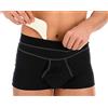SCUDOTEX SUPER COTTON BOXER ERNIA UOMO, aperto con PELOTTE inguinali, colore NERO, taglia 6