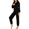 Zukmuk Pigiama Onesie Invernale da Donna Pigiama Intero in Peluche Maniche Lunghe Tuta con Cappuccio Cerniera Pagliaccetto da Notte Abbigliamento Casual da Casa (Nero, S)