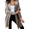 Generic Cardigan Aperto in Maglia da Donna con Cappuccio, Manica Lunga, Cappotto Comodo, Abiti Autunnali a Blocchi di Colore, Vestiti alla Moda, Color Cachi, Cammello, Taglia Media