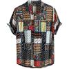 Xmiral Camicia Maniche Corte Camicie Casual da Uomo Stampate a Manica Corta da Uomo Summer Tops (7- Blu, XL)