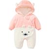 Verve Jelly Del bambino Delle Ragazze Dei Ragazzi Vestiti Inverno Spessore In Pile Caldo Con Cappuccio Pagliaccetto Tuta Orso Orecchio Della Tuta Della Tuta Sportiva Sveglio Snowsuit Rosa 59 0-3 Mesi