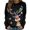 Generico Maglione Natalizio Donna Maglioni Natalizi Felpa Maglione Donna Maniche Lunghe con Stampa di Fiocchi di Neve a Collare Rotondo Renna Xmas Camicia Felpe Famiglia Maglioni