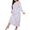 Generisch Camicia da notte da donna a maniche lunghe, taglie grandi, pigiama da donna, lungo, invernale, taglie forti, casual, per il sonno, con stampa a cuore, a maniche lunghe, girocollo, medio,