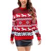 Generic Brutti maglioni natalizi da donna con renna e fiocco di neve a maniche lunghe maglione lavorato a maglia divertente novità costumi per le vacanze, Rosso, L