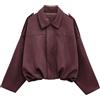Generico Giacca Moto Donna Bomber Softshell In Finta Pelle Giacche Streetwear Casual Colletto In Pelle Scamosciata Giubbotto Moto Camoscio Maniche Lunghe Moda Cappotto Con Cerniera Leggera Caldo Giacca Vintage