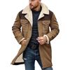 Generico Giubbotto Invernale Uomo Giacca Vintage in Pelle Scamosciata Colletto rovesciato Giubbino Giacchetto Foderata in Pile Caldo Lavoro Cappotto Con Bottone e Tasche Manica Lunga Termica Tutto-partita