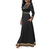 DOTBUY-SHOP Elegante Muslim Dress Woman Abaya Islamic Donna Maxi Moda Maniche Lunghe Girocollo Kaftan Caftan Dubai Vintage Casual Loose per Vita Quotidiana Plus Size