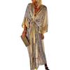 ThiCc Vestito da donna lucido kimono midi - estate elegante vacanza spiaggia cardigan manica media costume da bagno bikini copertura party cocktail matrimonio ospite sarong, Oro, M