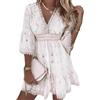 EGSDMNVSQ Abito Estivo da Donna Elegante Abito in Pizzo Boho con Scollo a V Abito Corto a Trapezio Abito Casual Semplice
