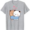 Berentoya Maglietta unisex con panda kawaii con abbraccio Bubu Dudu Love Play Together San Valentino divertente regalo, Nero , L