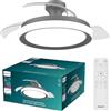 Philips Bliss Ventilatore a Soffitto con Pale Retrattili e Lampadina LED, 3 Pale, Pala Aperta 106 cm, 4.500 lm, Luce Bianca Tunabel 3.000-6.500 K, Regolabile Fino al 5%, Telecomando Incl., Nero