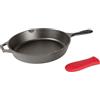 Lodge Padella in ghisa, pre-stagionata con supporto in silicone a caldo, diametro 10,25 pollici, silicone nero/rosso (L8SK3ASHH41B)