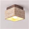DLGLOLIN Plafoniera in Travertino Giallo Naturale Quadrato Noce Legno Lampada da Soffitto Vintage Lampada da Soffitto per Camera Soggiorno Cucina Corridoio