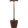 Zafferano Lampada Poldina Reverso, Lampada da Tavolo Ricaricabile e Senza Fili con Controllo Touch, Adatta per Salotto ed Esterni, Dimmer, 2200-3000 K, Altezza 35 cm, Colore Corten