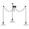 DC VOLTAGE Lampadario vintage retrò a 3 bracci, 195 cm, regolabile, con attacco a soffitto, E27, 60 W, paralume conico in metallo, luci a ragno per camera da letto (Bianco)