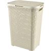 Curver Portabiancheria Cesto Vimini Finto Rattan 40l 60l Diversi Colori (Crema 60L)