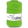 ColiNea, cordoncino in cotone con anima in cotone, intrecciato, 5mm, 100m (Verde chiaro, 100m)
