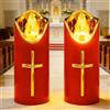 Dongcill Candela Funeraria a LED, Lumino Elettrico a LED, Lumino cimitero, 2 PCS 5X12.5CM, Funzionamento a Batteria, Candele a LED per Cimiteri e Chiese-Rosso