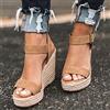 ZYONG Sandali Estivi Donna Zeppe Tacchi Piattaforma Scarpe di Canapa Donna Colore Caramella Casual Ragazze Slip On Strap Cross Girls Plus Size 2021