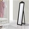 [en.casa] Specchio da Terra con Cornice in Eucalipto Stile Barocco Specchio Rettangolare da Figura Intera Autoportante Inclinabile per Camera da Letto Ingresso 160x40 cm Nero