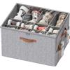SONGMICS Organizer Scarpe, per 16 Paia, Scatola Contenitore Scarpe, Maniglie, con Coperchio Trasparente, Regolabile, per Armadio, Grigio Tortora LSP555G01