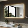 SIRHONA Specchio Bagno con Illuminazione 120x70 cm, Luminosità Dimmerabile e 3 Colori Regolabili, Antiappannamento, Memoria, IP44, Presa, Ingrandimento 3X, Specchio Collegato Bagno