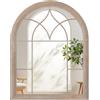 COSTWAY Specchio da Parete, Specchio a Finestra ad Arco con Cornice Metallica, Antideflagrante per Soggiorno Ingresso Corridoio, 88,5 x 69 cm (Stile 1)