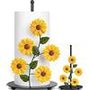 BESZONE Porta asciugamani di carta a forma di girasole - Decorazione e accessori da cucina con girasole giallo controsoffitto carino country roba vintage decorazione per la casa in metallo nero rustico