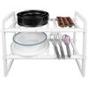 HUOLE Scaffale sotto il lavandino-Scaffale Sottolavello Stoviglie Ripiano Sotto Lavello Cucina Mobile Scaffale Cucina Salvaspazio Sottolavello Estensibile Ripiano 2 Livelli -38-70*26*38 cm (bianco)